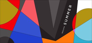 Yaz afişi için renkli soyut geometrik arkaplan