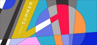 Yaz afişi için renkli soyut geometrik arkaplan