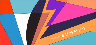 Yaz afişi için renkli soyut geometrik arkaplan