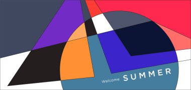 Yaz afişi için renkli soyut geometrik arkaplan