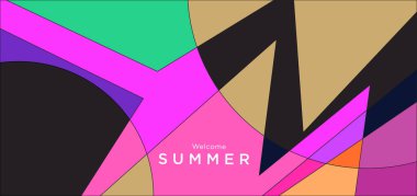 Yaz afişi için renkli soyut geometrik arkaplan