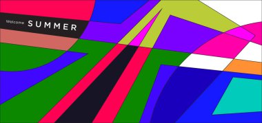 Yaz afişi için renkli soyut geometrik arkaplan