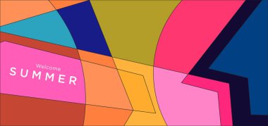 Yaz afişi için renkli soyut geometrik arkaplan