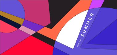 Yaz afişi için renkli soyut geometrik arkaplan