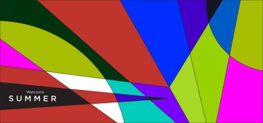 Yaz afişi için renkli soyut geometrik arkaplan