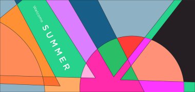 Yaz afişi için renkli soyut geometrik arkaplan