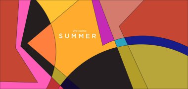 Yaz afişi için renkli soyut geometrik arkaplan