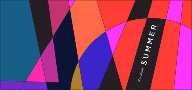 Yaz afişi için renkli soyut geometrik arkaplan