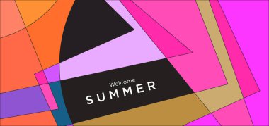 Yaz afişi için renkli soyut geometrik arkaplan