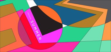 Yaz afişi için renkli soyut geometrik arkaplan