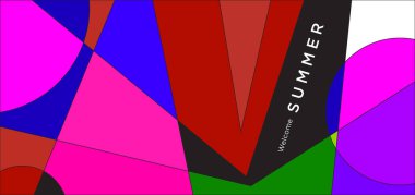 Yaz afişi için renkli soyut geometrik arkaplan