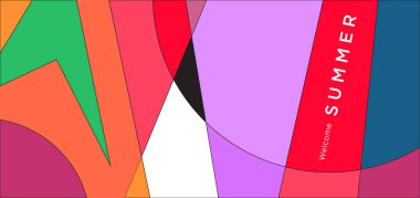 Yaz afişi için renkli soyut geometrik arkaplan
