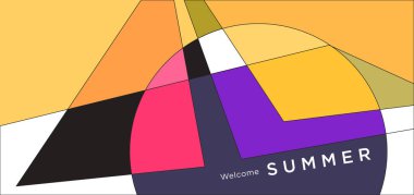 Yaz afişi için renkli soyut geometrik arkaplan