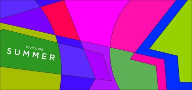 Yaz afişi için renkli soyut geometrik arkaplan