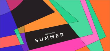 Yaz afişi için renkli soyut geometrik arkaplan