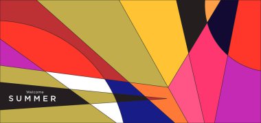 Yaz afişi için renkli soyut geometrik arkaplan