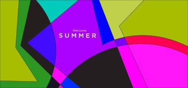 Yaz afişi için renkli soyut geometrik arkaplan