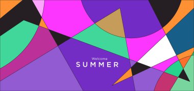 Yaz afişi için renkli soyut geometrik arkaplan