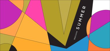 Yaz afişi için renkli soyut geometrik arkaplan