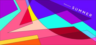 Yaz afişi için renkli soyut geometrik arkaplan