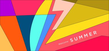 Yaz afişi için renkli soyut geometrik arkaplan