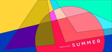 Yaz afişi için renkli soyut geometrik arkaplan