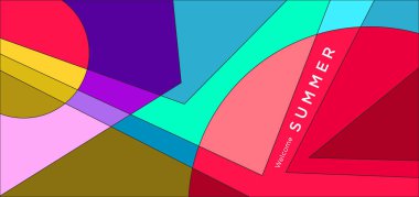 Yaz afişi için renkli soyut geometrik arkaplan