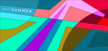 Yaz afişi için renkli soyut geometrik arkaplan
