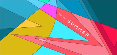 Yaz afişi için renkli soyut geometrik arkaplan