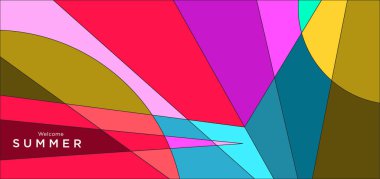 Yaz afişi için renkli soyut geometrik arkaplan