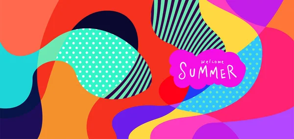 Colorful Abstract Curve Fluid Background Summer Banners — Stockvektor