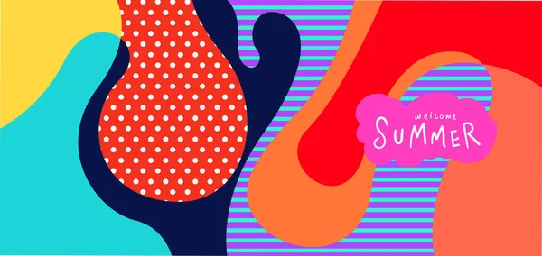 Colorful Abstract Curve Fluid Background Summer Banners — Vector de stock