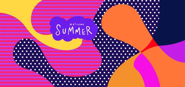 Colorful Abstract Curve Fluid Background Summer Banners - Stok Vektor