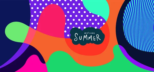 Colorful Abstract Curve Fluid Background Summer Banners - Stok Vektor