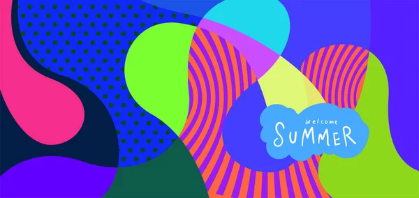 Colorful Abstract Curve Fluid Background Summer Banners — 스톡 벡터