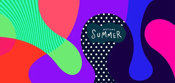 Colorful Abstract Curve Fluid Background Summer Banners — 스톡 벡터