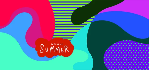 Colorful Abstract Curve Fluid Background Summer Banners — Stok Vektör