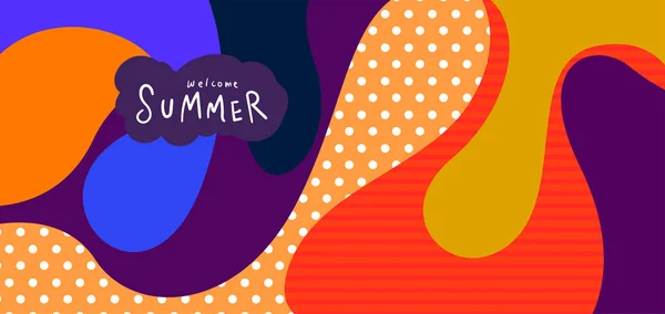 Colorful Abstract Curve Fluid Background Summer Banners — Stock Vector