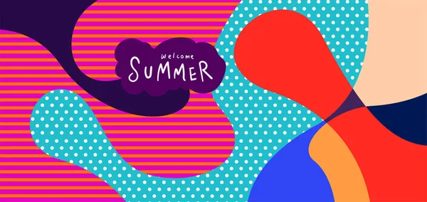 Colorful Abstract Curve Fluid Background Summer Banners — Vetor de Stock