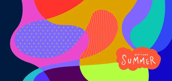 Colorful Abstract Curve Fluid Background Summer Banners — Vetor de Stock