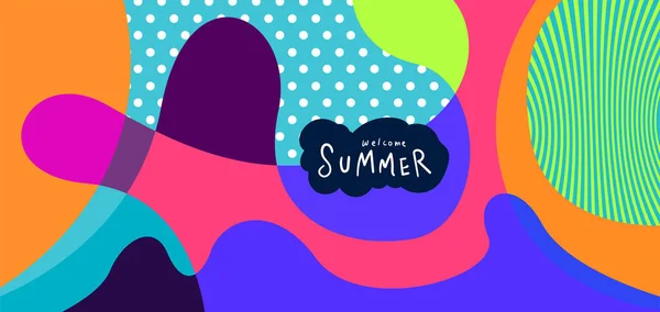 Colorful Abstract Curve Fluid Background Summer Banners — Vetor de Stock