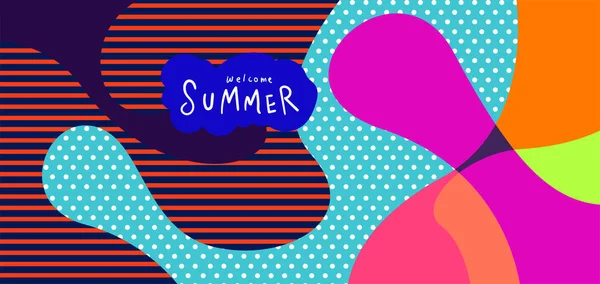 Colorful Abstract Curve Fluid Background Summer Banners — Stok Vektör