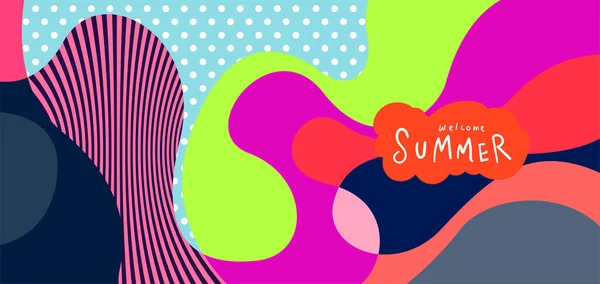 Colorful Abstract Curve Fluid Background Summer Banners — Vector de stock