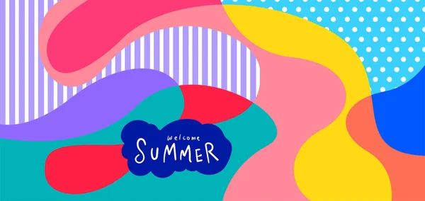 Colorful Abstract Curve Fluid Background Summer Banners — Stok Vektör