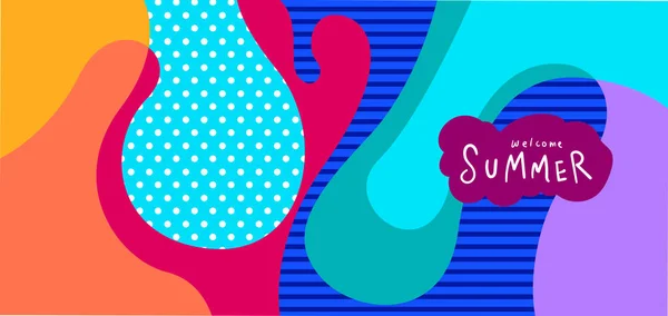 Colorful Abstract Curve Fluid Background Summer Banners — 스톡 벡터