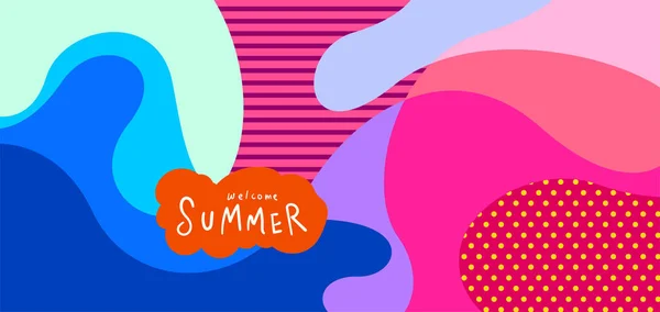 Colorful Abstract Curve Fluid Background Summer Banners — Stok Vektör