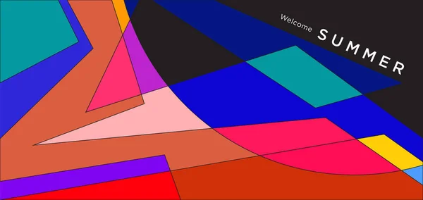 Fondo Geométrico Abstracto Colorido Para Bandera Del Verano — Vector de stock