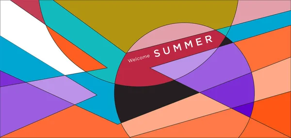 Colorful Abstract Geometric Background Summer Banner — Stockvektor