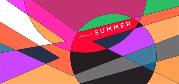 Colorful Abstract Geometric Background Summer Banner — Archivo Imágenes Vectoriales