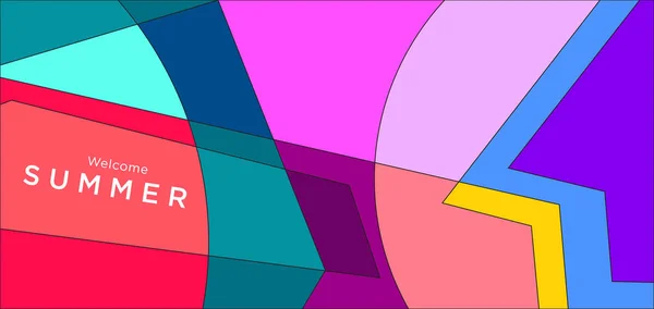 夏のバナーのためのカラフルな抽象幾何学的背景 — ストックベクタ
